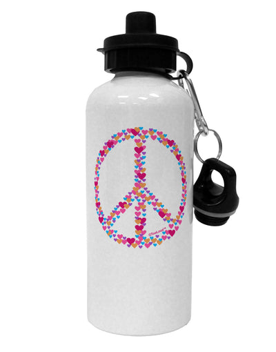 Peace Sign Hearts Aluminum 600ml Water Bottle-Water Bottles-TooLoud-White-Davson Sales