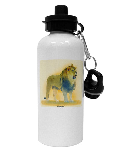 Lion Watercolor 1 Aluminum 600ml Water Bottle-Water Bottles-TooLoud-White-Davson Sales