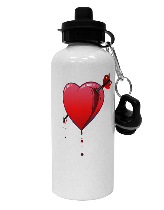 Shot Through the Heart Bleeding Aluminum 600ml Water Bottle by TooLoud-Water Bottles-TooLoud-White-Davson Sales
