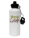 Music Is Love Aluminum 600ml Water Bottle-Water Bottles-TooLoud-White-Davson Sales