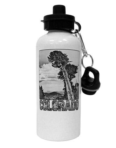 Colorado Landscape Text BW Aluminum 600ml Water Bottle-Water Bottles-TooLoud-White-Davson Sales