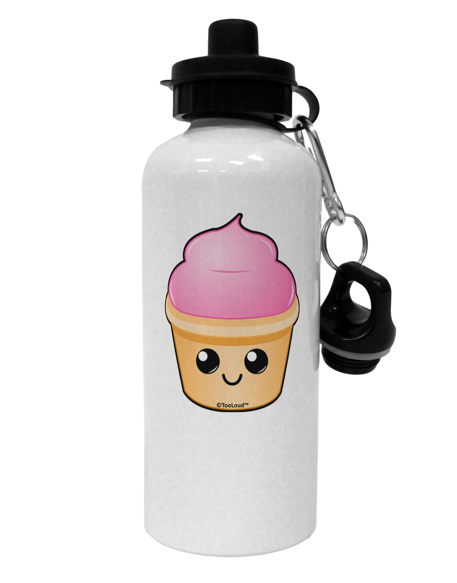 Cute Cupcake Design #2 Aluminum 600ml Water Bottle by TooLoud-Water Bottles-TooLoud-White-Davson Sales