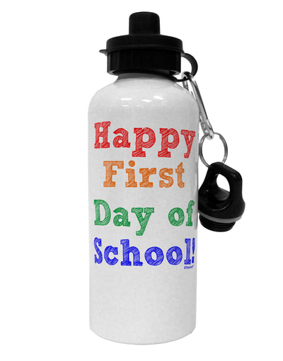 Happy First Day of School Aluminum 600ml Water Bottle-Water Bottles-TooLoud-White-Davson Sales