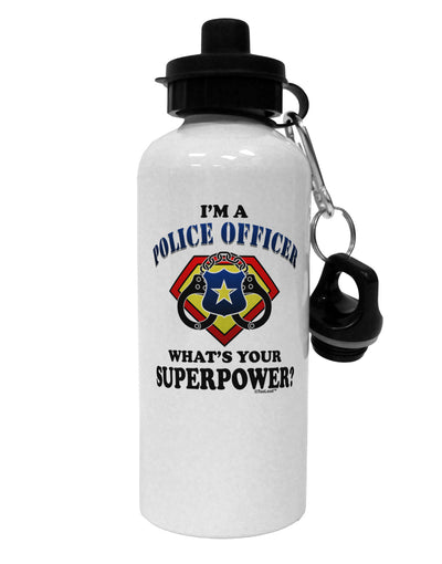 Police Officer - Superpower Aluminum 600ml Water Bottle-Water Bottles-TooLoud-White-Davson Sales