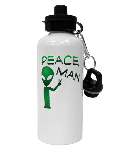 Peace Man Alien Aluminum 600ml Water Bottle-Water Bottles-TooLoud-White-Davson Sales