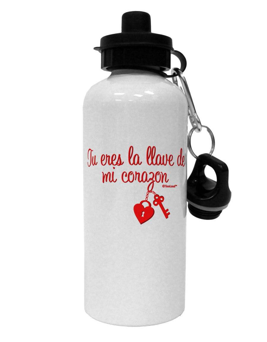 Tu Eres La Llave De Mi Corazon Aluminum 600ml Water Bottle by TooLoud-Water Bottles-TooLoud-White-Davson Sales