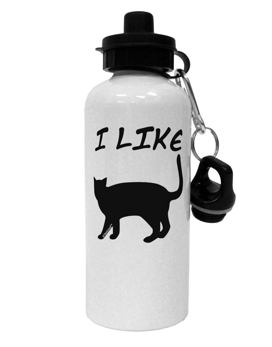 I Like Cat Silhouette Design Aluminum 600ml Water Bottle by TooLoud-Water Bottles-TooLoud-White-Davson Sales