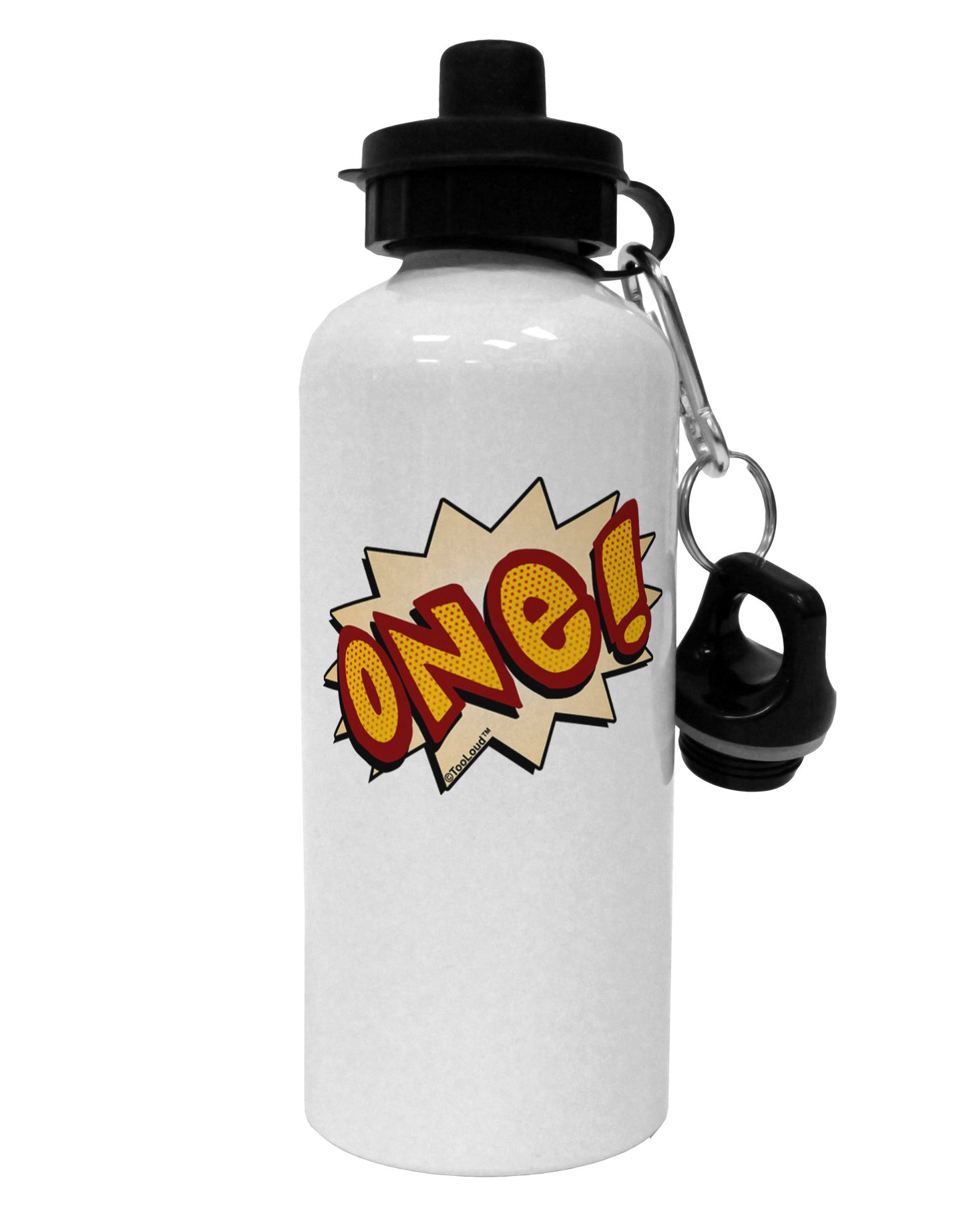 Onomatopoeia One Birthday Aluminum 600ml Water Bottle-Water Bottles-TooLoud-White-Davson Sales