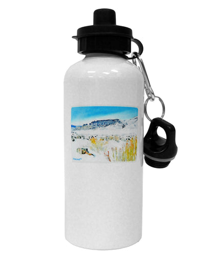 CO Snow Scene Watercolor Aluminum 600ml Water Bottle-Water Bottles-TooLoud-White-Davson Sales