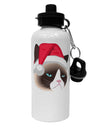 Santa Hat Disgruntled Siamese Cat Aluminum 600ml Water Bottle by TooLoud-Water Bottles-TooLoud-White-Davson Sales