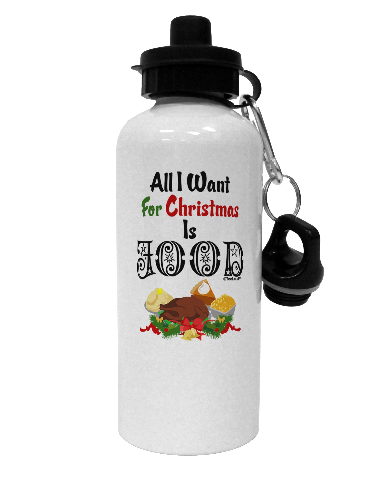 All I Want Is Food Aluminum 600ml Water Bottle-Water Bottles-TooLoud-White-Davson Sales