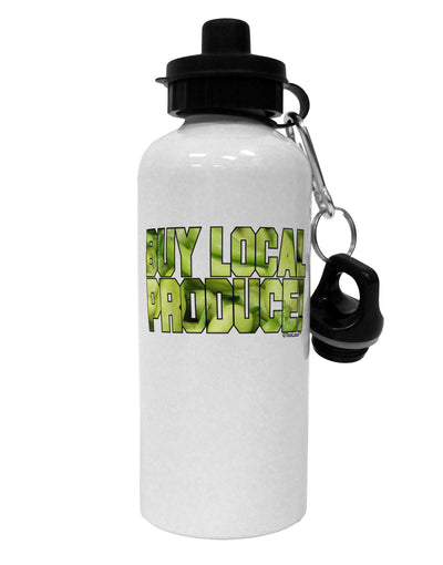 Buy Local - Jalapenos Text Aluminum 600ml Water Bottle-Water Bottles-TooLoud-White-Davson Sales