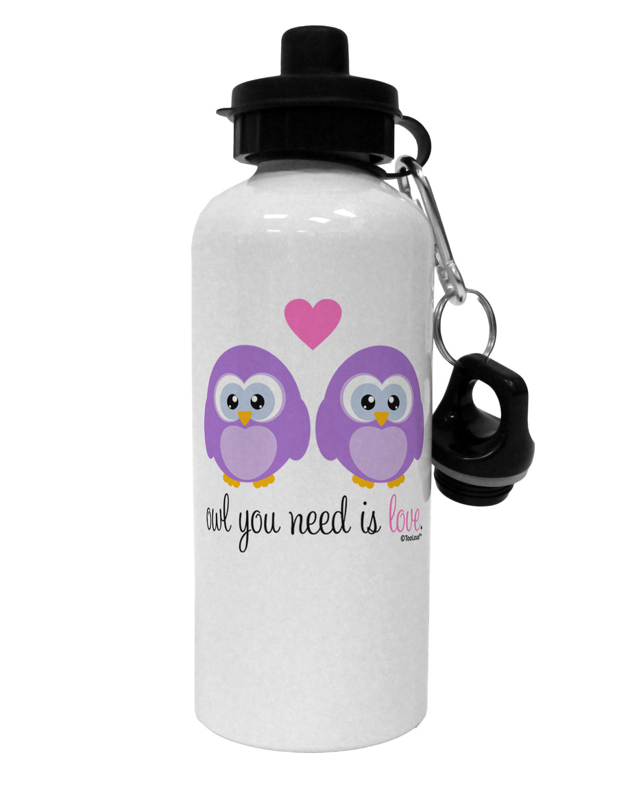 Owl You Need Is Love - Purple Owls Aluminum 600ml Water Bottle by TooLoud-Water Bottles-TooLoud-White-Davson Sales