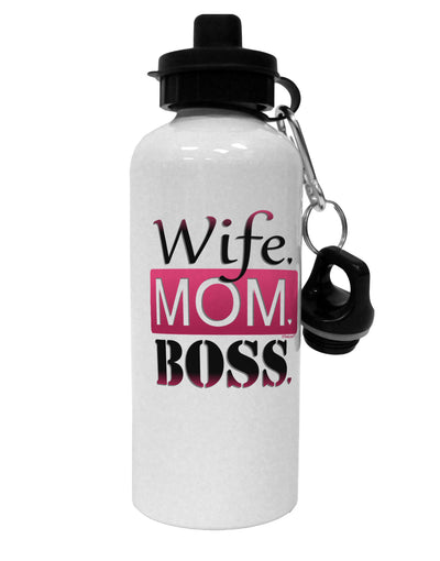 Wife Mom Boss Aluminum 600ml Water Bottle-Water Bottles-TooLoud-White-Davson Sales