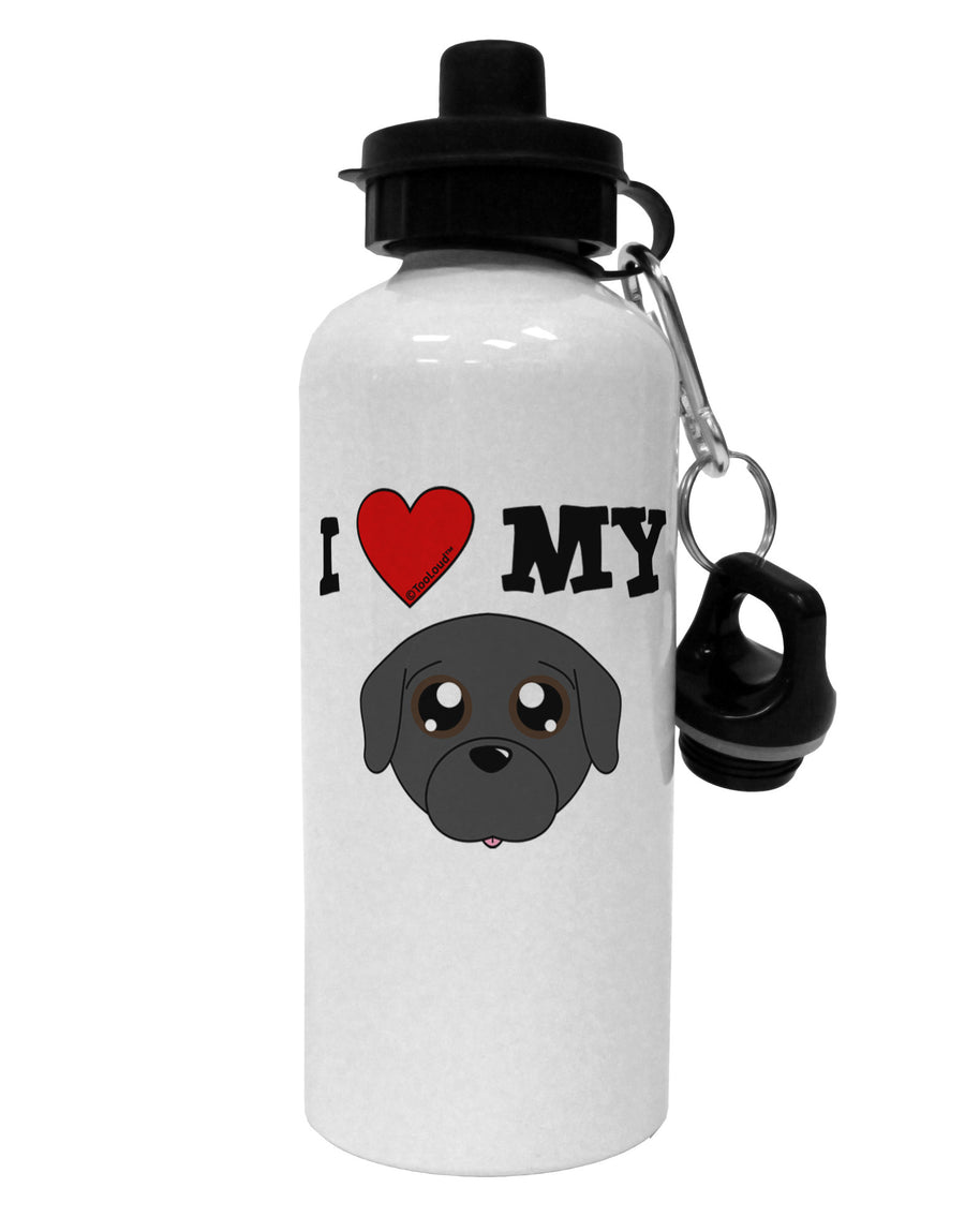 I Heart My - Cute Pug Dog - Black Aluminum 600ml Water Bottle by TooLoud-Water Bottles-TooLoud-White-Davson Sales