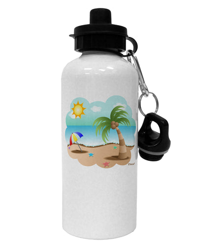 Fun Summer Beach Scene Aluminum 600ml Water Bottle by TooLoud-Water Bottles-TooLoud-White-Davson Sales