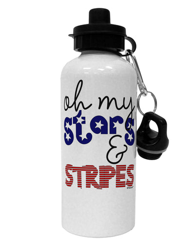 Oh My Stars and Stripes - Patriotic Design Aluminum 600ml Water Bottle-Water Bottles-TooLoud-White-Davson Sales