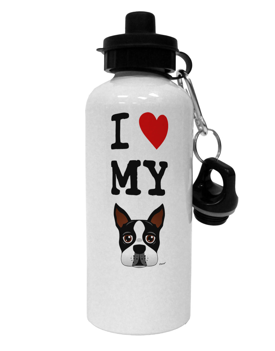 I Heart My Boston Terrier Aluminum 600ml Water Bottle-Water Bottles-TooLoud-White-Davson Sales