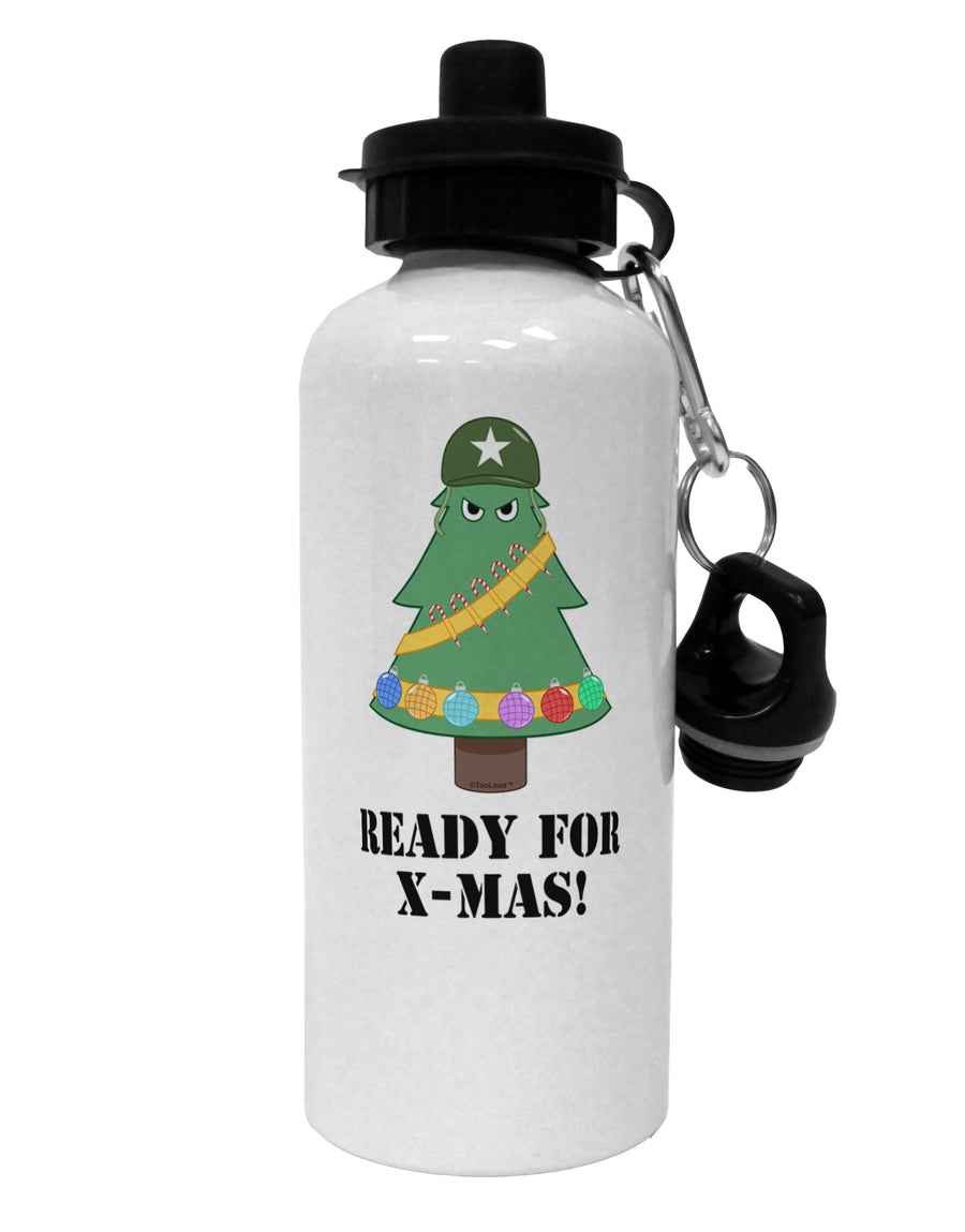 Christmas Tree - Ready for X-Mas Aluminum 600ml Water Bottle-Water Bottles-TooLoud-White-Davson Sales