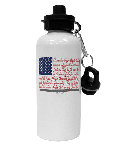 Veterans Scripted Flag Aluminum 600ml Water Bottle-Water Bottles-TooLoud-White-Davson Sales