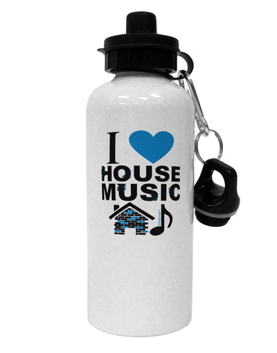 I Love House Blue Aluminum 600ml Water Bottle-Water Bottles-TooLoud-White-Davson Sales