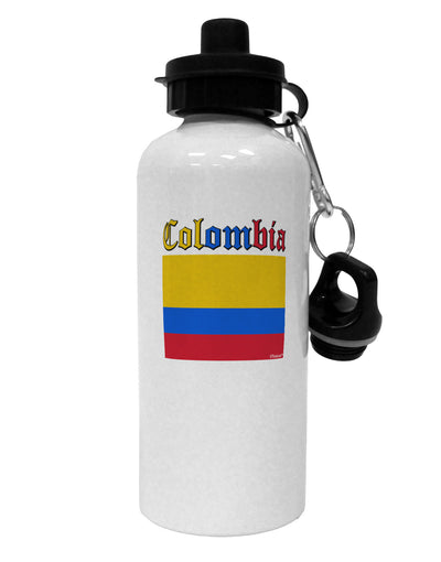 Colombia Flag Aluminum 600ml Water Bottle-Water Bottles-TooLoud-White-Davson Sales