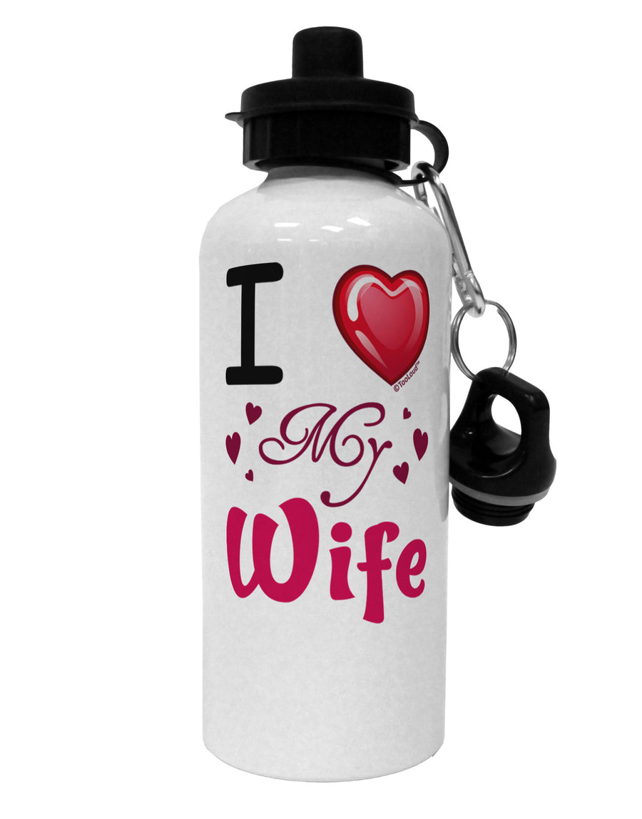 I Love Heart My Wife Aluminum 600ml Water Bottle-Water Bottles-TooLoud-White-Davson Sales