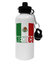 Mexican Flag - Mexico Text Aluminum 600ml Water Bottle by TooLoud-Water Bottles-TooLoud-White-Davson Sales