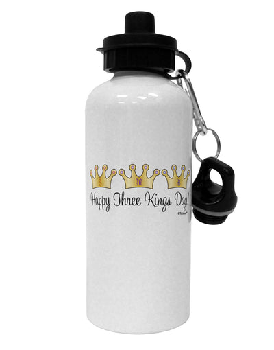 Happy Three Kings Day - 3 Crowns Aluminum 600ml Water Bottle by TooLoud-Water Bottles-TooLoud-White-Davson Sales