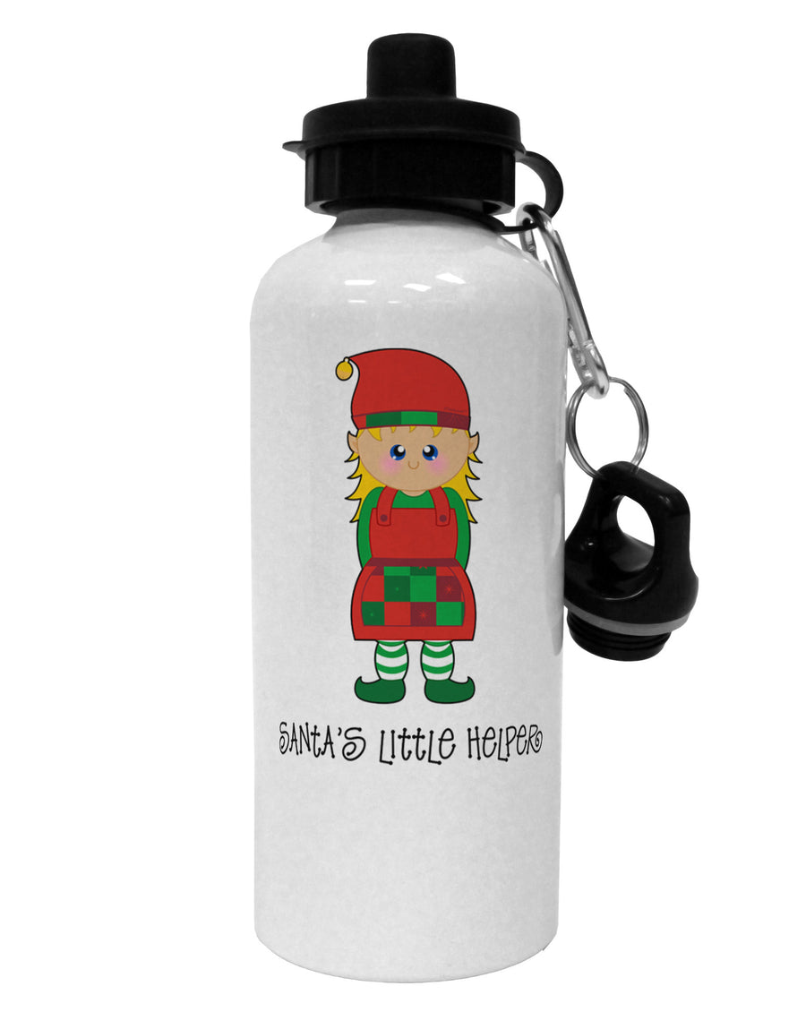 Santa's Little Helper Christmas Elf Girl Aluminum 600ml Water Bottle-Water Bottles-TooLoud-White-Davson Sales