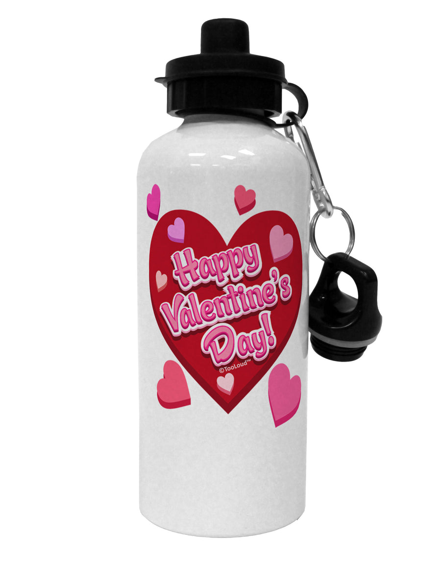 Happy Valentine's Day Romantic Hearts Aluminum 600ml Water Bottle-Water Bottles-TooLoud-White-Davson Sales