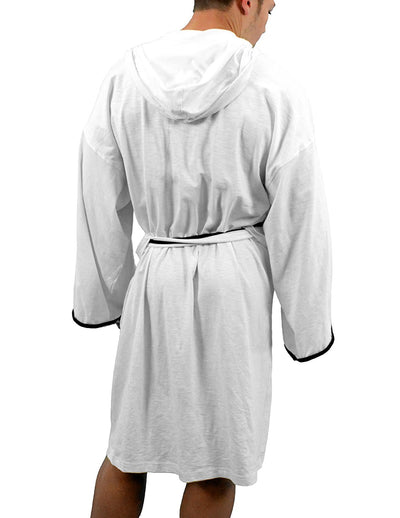 Men's Bathrobe - Cotton Slub Fabric by LOBBO-bathrobe-LOBBO-White-Davson Sales