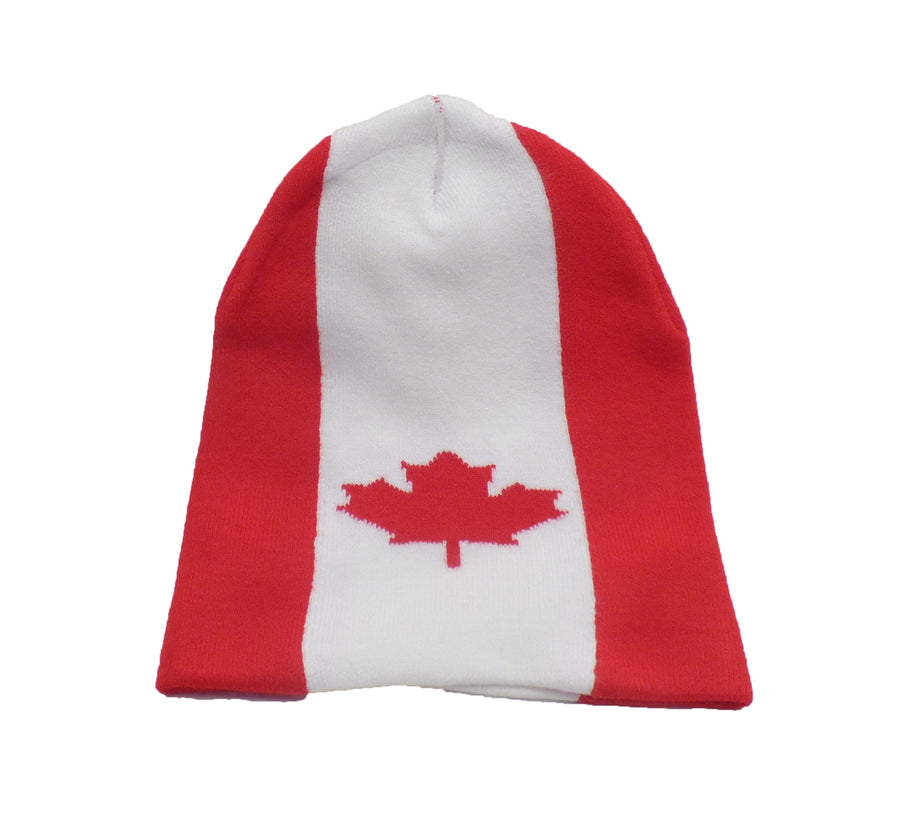 Canadian Flag Knit Beanie Skull Cap Hat, Canada Maple Leaf-knit beanie-TooLoud-Davson Sales