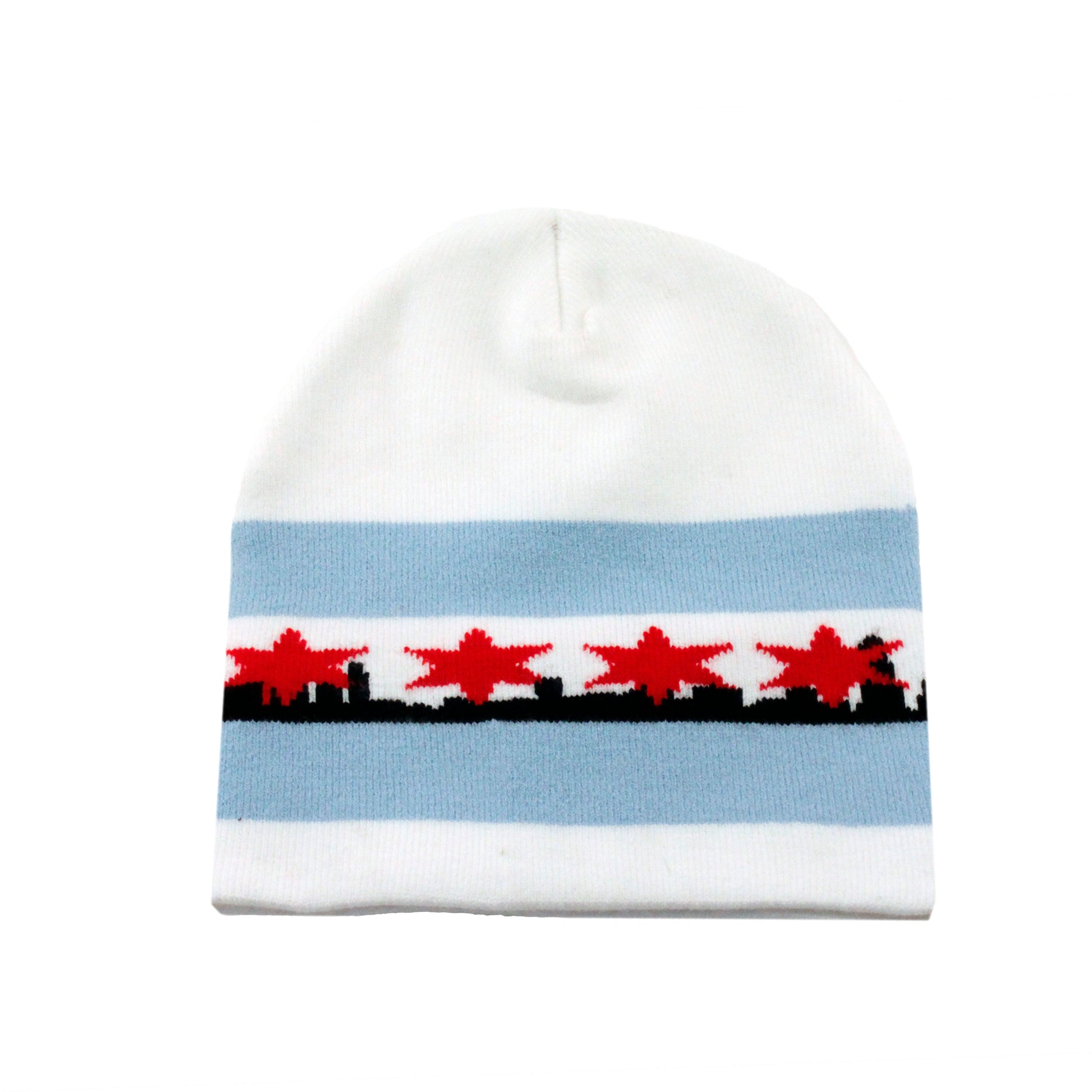Chicago Flag Knit Beanie with Skyline, Skull Cap Hat-knit beanie-TooLoud-Davson Sales