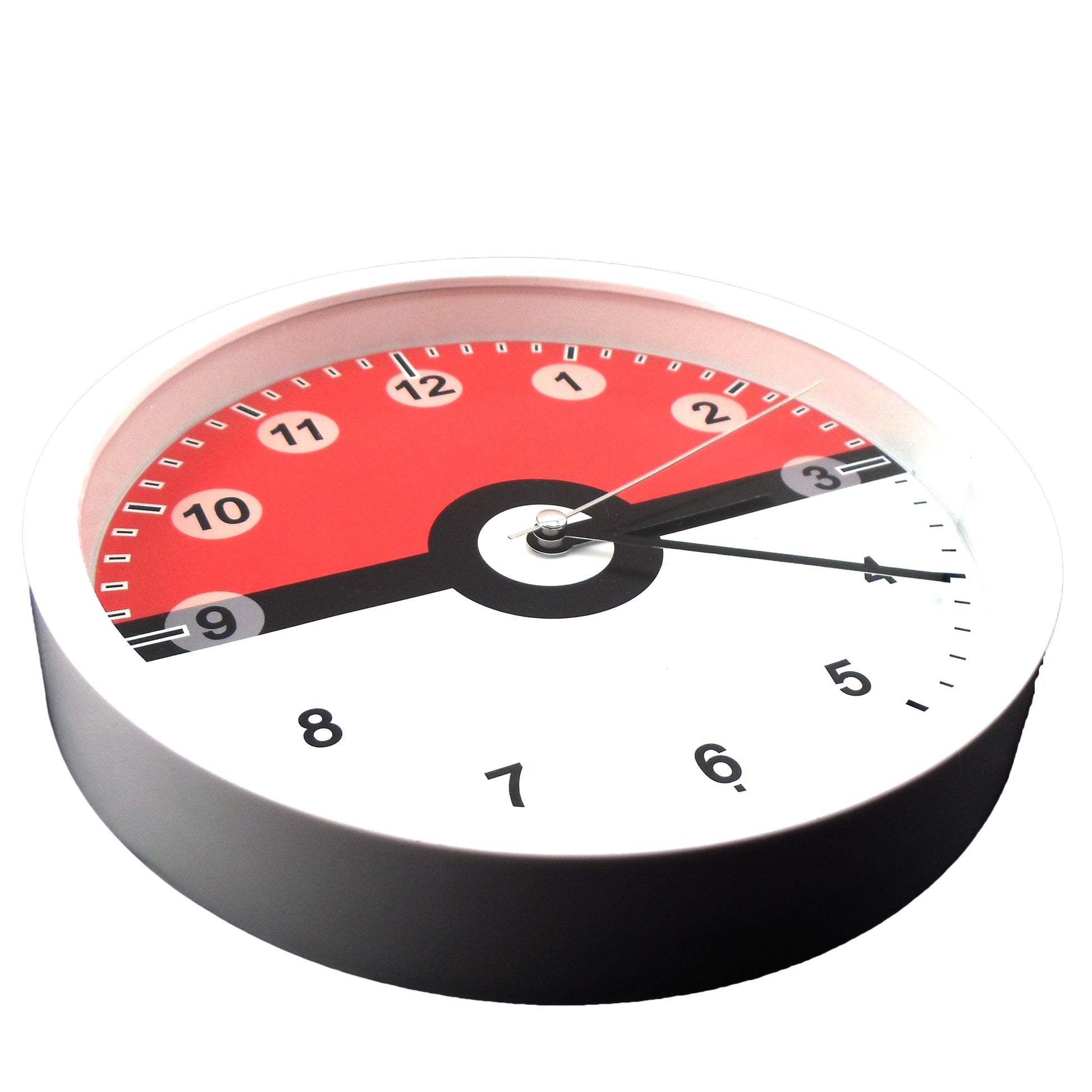 Sporty Red and White Circle 10 InchRound Wall Clock with Numbers All Over Print-Wall Clock-TooLoud-White-Davson Sales