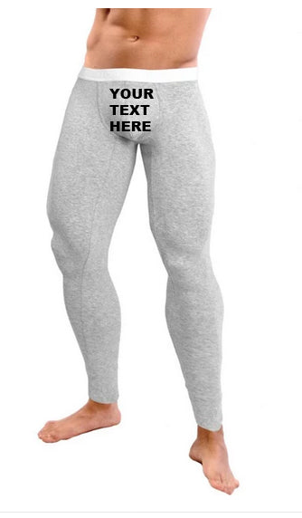 Custom Personalized Image and Text Mens Sexy Pouch Long Johns Thermal Underwear by NDS Wear-Long Underwear-NDS Wear-Small-Davson Sales
