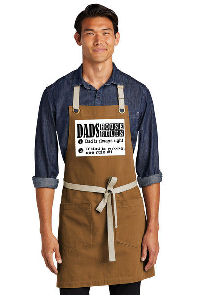 Dads House Rules Canvas Full-Length Two-Pocket Apron