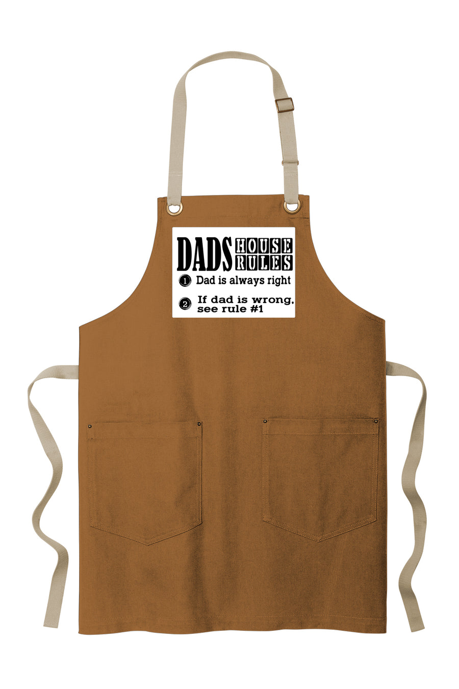 Dads House Rules Canvas Full-Length Two-Pocket Apron-Aprons-Davson Sales-Duck Brown-One-Size-Davson Sales