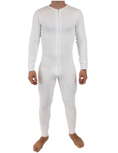 Mens Union Suit Stretch Thermal Cotton by NDS Wear-Union Suit-NDS Wear-White-Small-Davson Sales