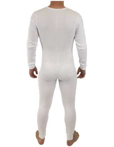 Mens Union Suit Stretch Thermal Cotton by NDS Wear-Union Suit-NDS Wear-White-Small-Davson Sales