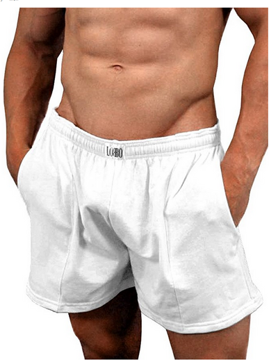 LOBBO French Terry Gym Short for Men-mens shorts-LOBBO-Small-White-Davson Sales