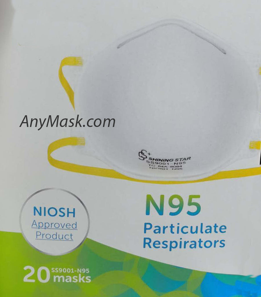 NIOSH Certified N95 Respirator Face Mask, Pre-Formed Cone, Box of 20