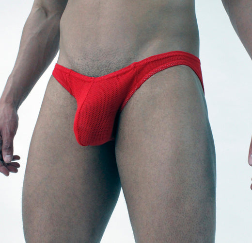 LOBBO Cotton Mesh Men's Bikini Underwear-Mens Bikini Underwear-LOBBO-Small-Red-Davson Sales