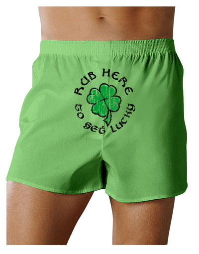 Rub Here to Get Lucky - St Patricks Day Green Boxers Shorts-TooLoud-Rub Here to Get Lucky-Large-Davson Sales
