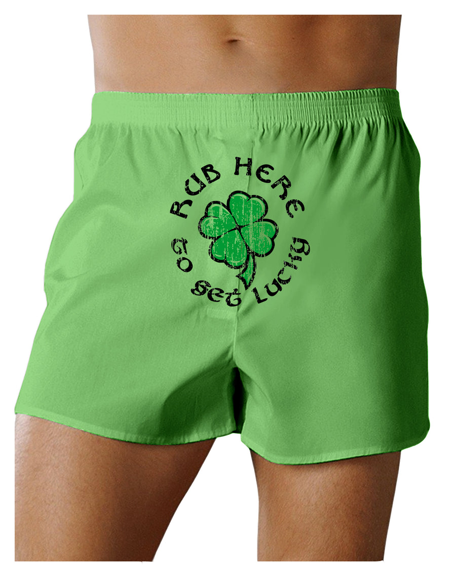 Rub Here to Get Lucky - St Patricks Day Green Boxers Shorts-TooLoud-Rub Here to Get Lucky-Small-Davson Sales