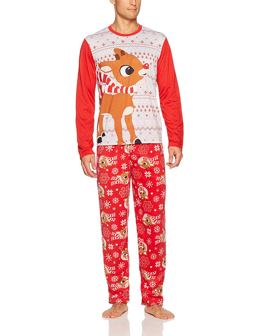 Family Rudolph Reindeer Dad Pajama Set-Pajamas-Briefly Stated-Small-Davson Sales