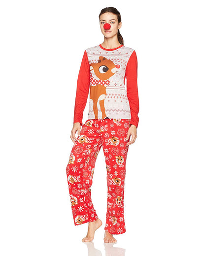 Family Rudolph Reindeer Mom Pajama Set-Pajamas-Briefly Stated-Small-Davson Sales