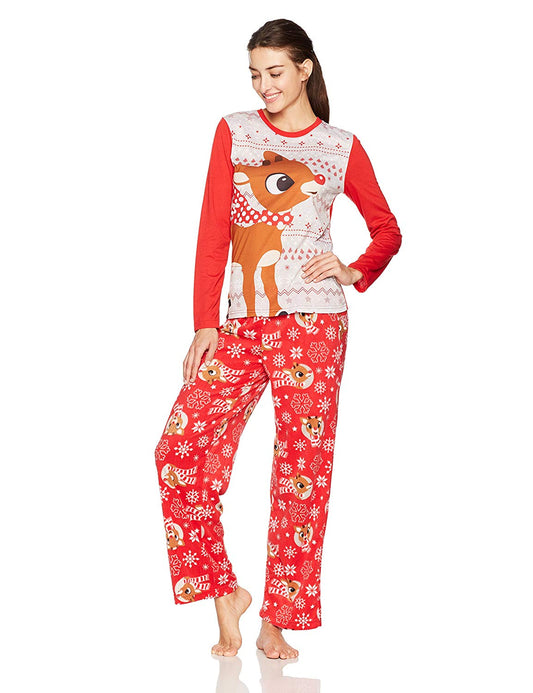 Family Rudolph Reindeer Mom Pajama Set-Pajamas-Briefly Stated-Small-Davson Sales