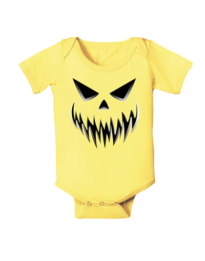 Scary Evil Jack O' Lantern Pumpkin Face Baby Bodysuit One Piece-Baby Romper-TooLoud-Banana Yellow-06- Months-Davson Sales