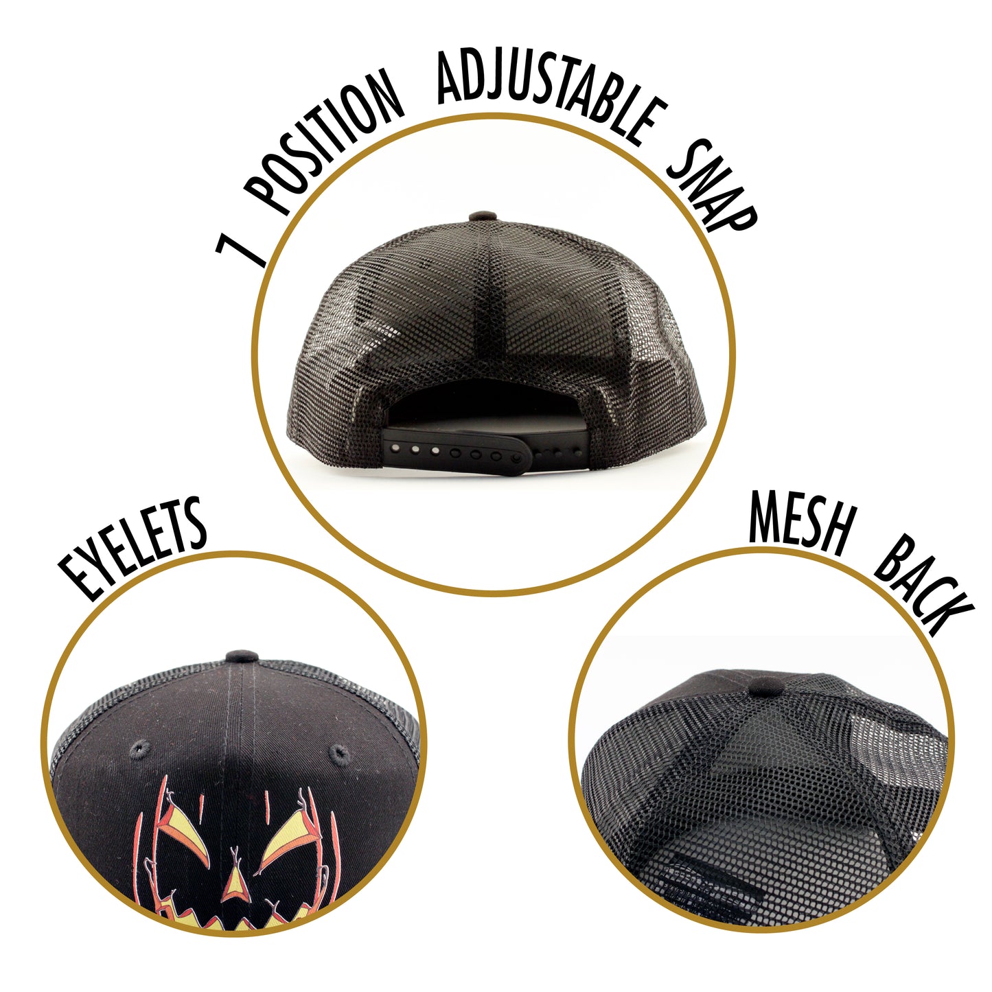 Halloween Scary Evil Jack O Lantern Pumpkin Adult Trucker Snapback Hat-Baseball Cap-TooLoud-Black-One Size-Davson Sales